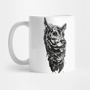 Dog and botany tattoo art Mug